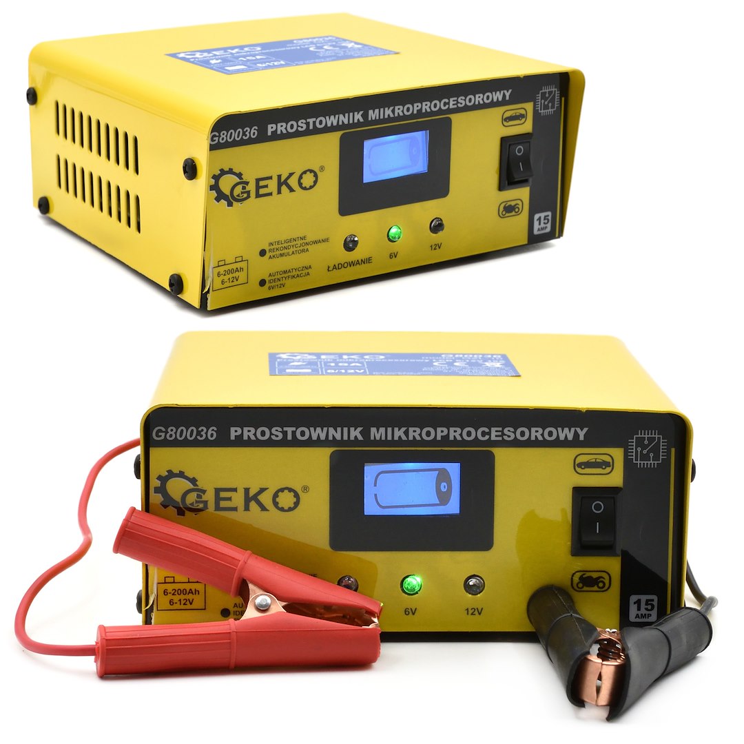 GEKO PROSTOWNIK MIKROPROCESOROWY LCD 6/12V 15A