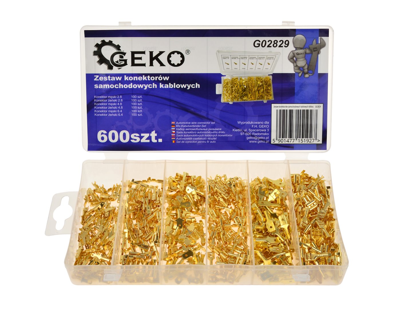 GEKO ZESTAW KONEKTORÓW SAMOCHODOWYCH KABLOWYCH 600SZT