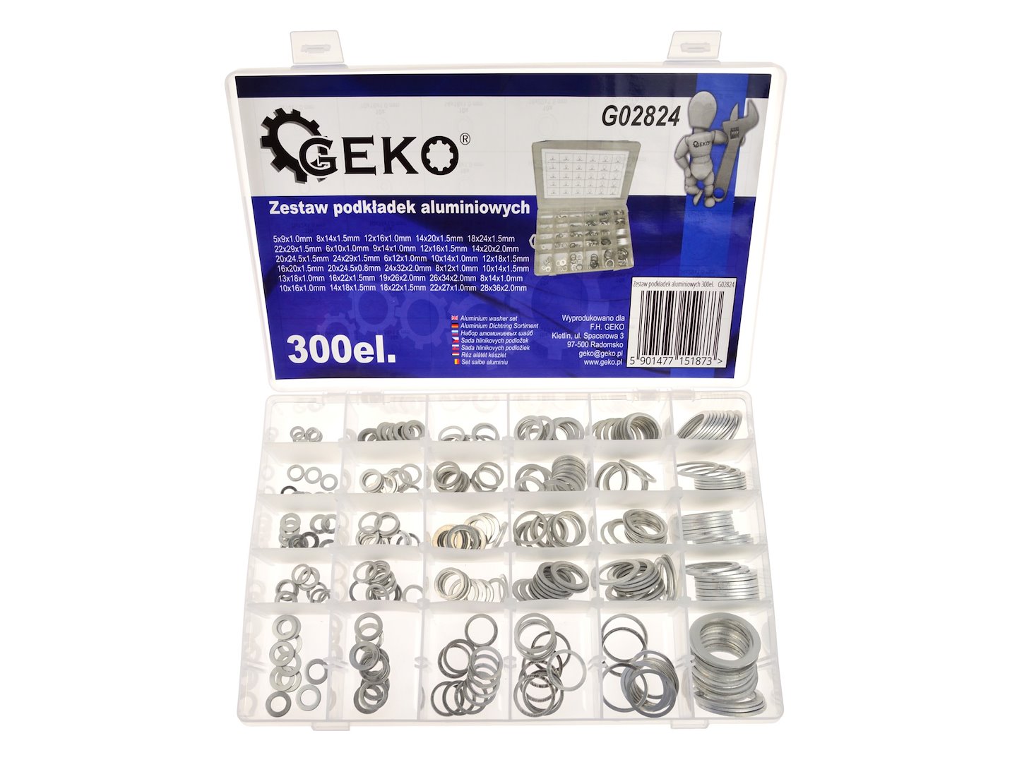 GEKO ZESTAW PODKŁADEK ALUMINIOWYCH 300EL.