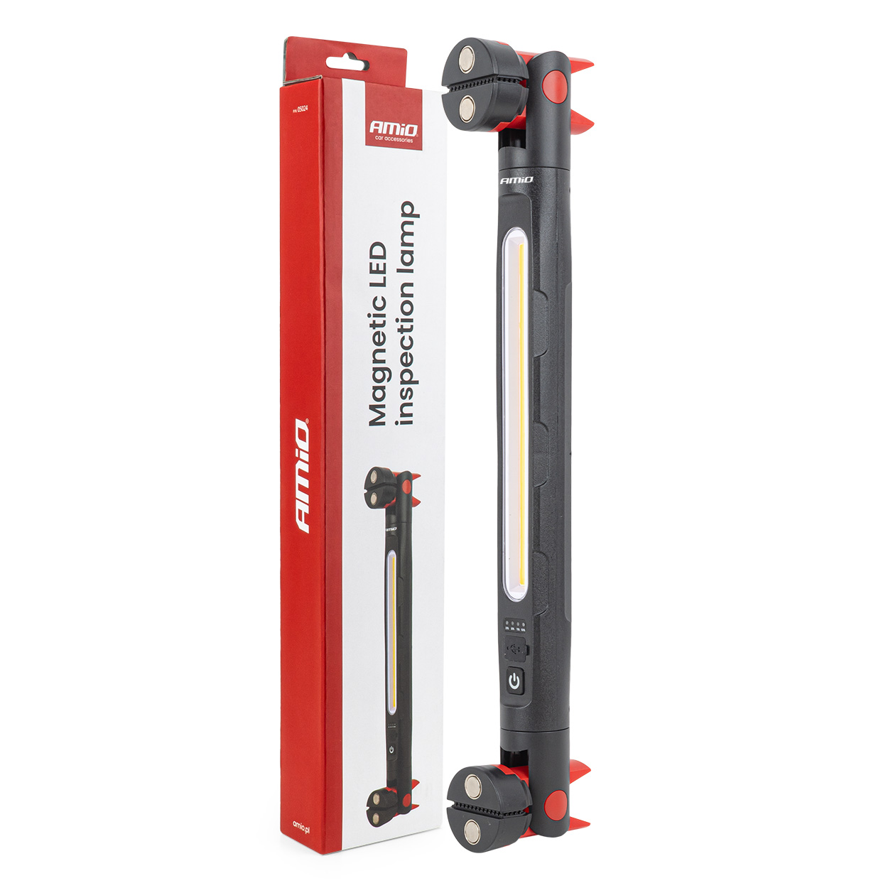 AMIO LAMPA INSPEKCYJNA LED Z MAGNESEM I ZACISKIEM 4000 MAH 