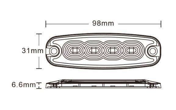LAMPA OSTRZEGAWCZA STROBOSKOPOWA 4 LED SLIM 15W