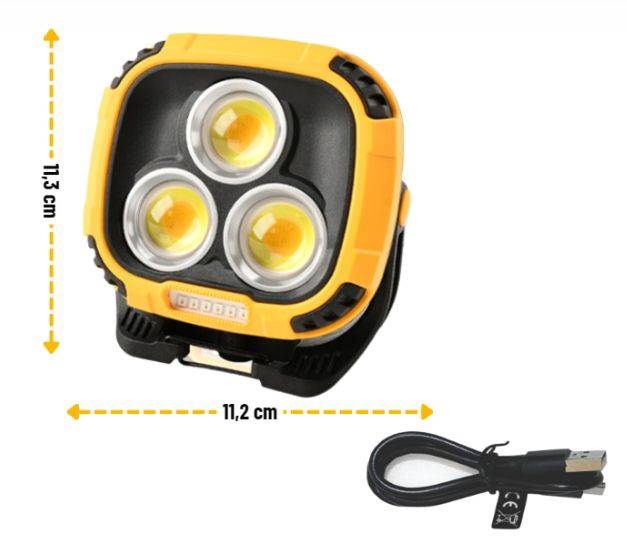 LAMPA ROBOCZA WARSZTATOWA 3-LED 3000Lm USB