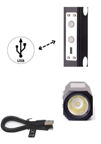 LATARKA TAKTYCZNA LED 6W 200Lm USB KMR11 3 FUNKCJE