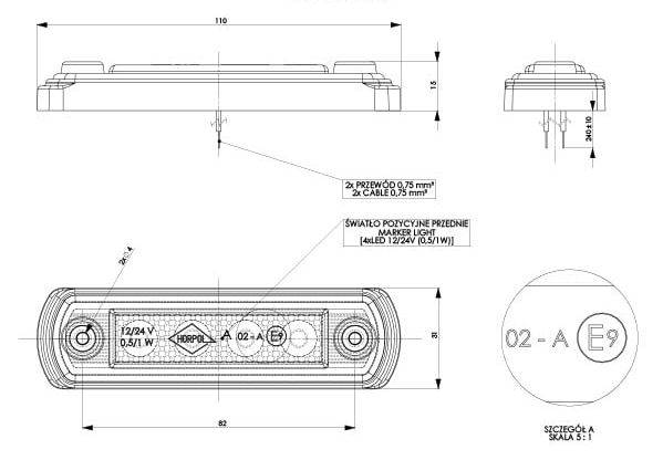 LAMPA OBRYSOWA LED DASZKA MAN 12/24V --> BIAŁA