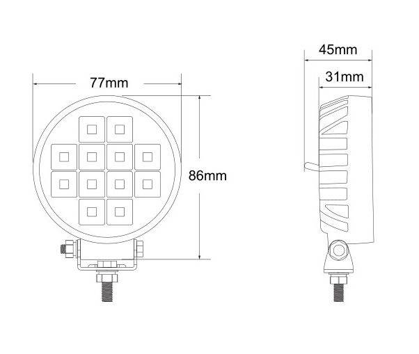 LAMPA ROBOCZA SZPERACZ OKRĄGŁY 12 LED 12W