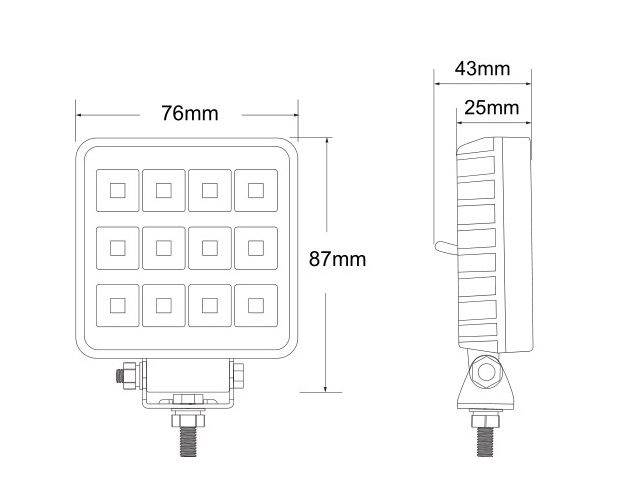 LAMPA ROBOCZA SZPERACZ KWADRATOWY 12 LED 12W