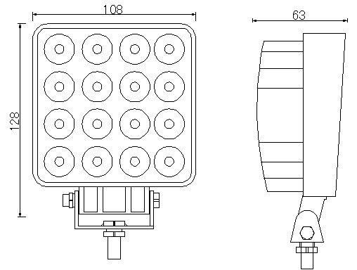LAMPA ROBOCZA SZPERACZ KWADRATOWA 16 LED 43W