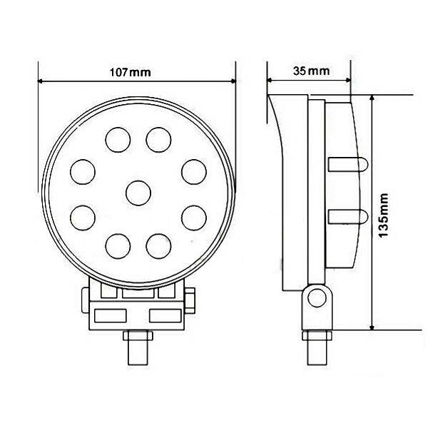 LAMPA ROBOCZA SZPERACZ OKRĄGŁA 9 LED 24W