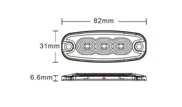 LAMPA OSTRZEGAWCZA STROBOSKOPOWA 3 LED SLIM 10W