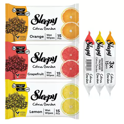 SLEEPY Chusteczki nawilżane 3x15szt