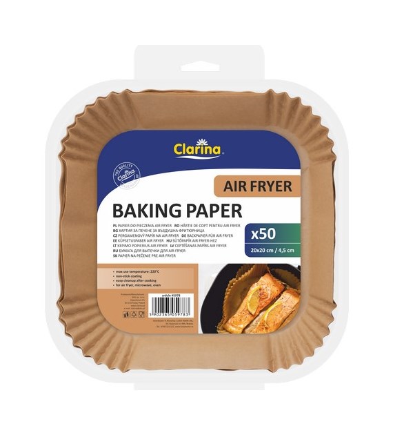 Clarina Air Fryer Papier do Pieczenia Kwadra 50szt