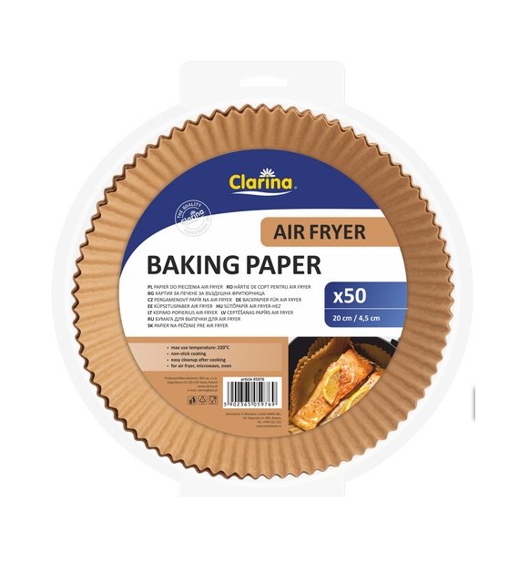 Clarina Air Fryer 50szt Papier do Pieczenia Okrągł 