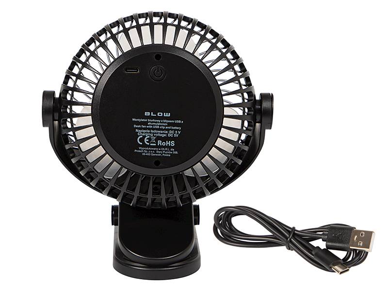 Wentylator akumulatorowy z klipsem 15cm