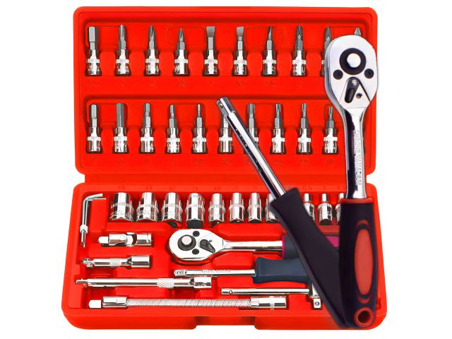 Zestaw kluczy nasadowych 1/4" 46 el