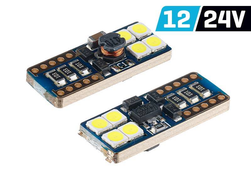 Żarówka VISION W5W (T10) 12/24V 8x 3030 SMD LED, nonpolar, CANBUS, biała, 2szt