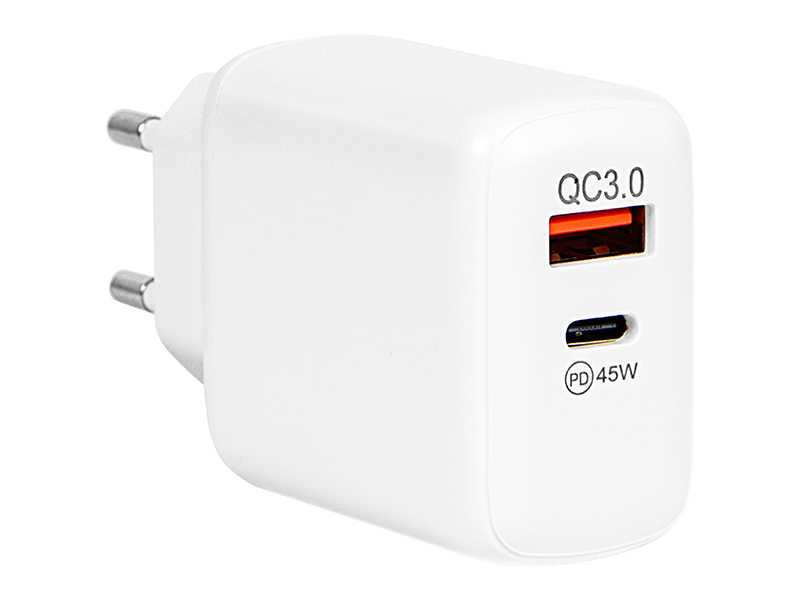 Ładowarka sieciowa USB + USB-C PD 45W GAN