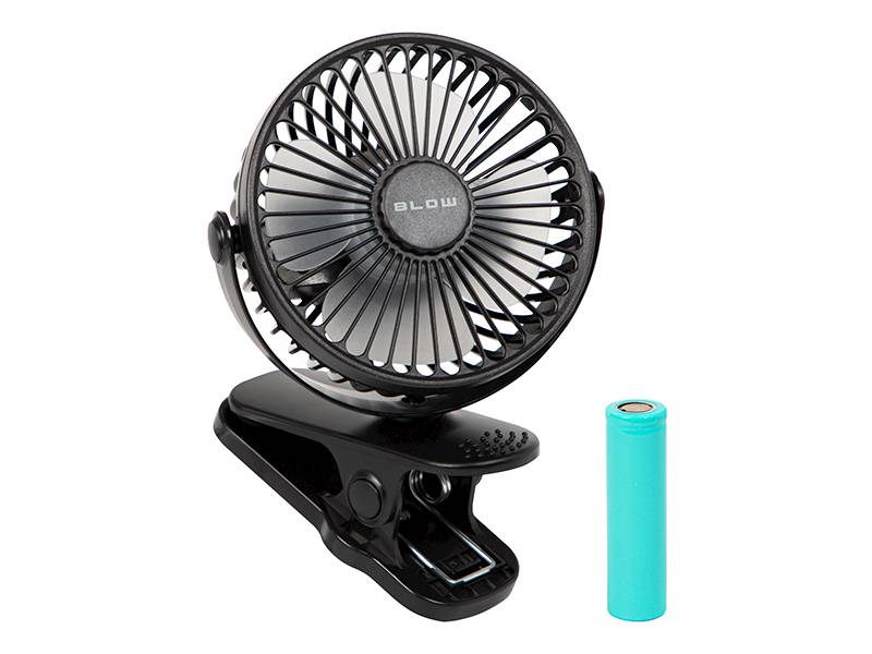 Wentylator biurkowy z klipsem 10cm USB+akumulator czarny