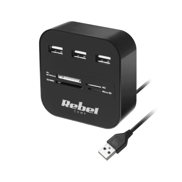 HUB USB 2.0 3 portowy z czytnikiem kart pamięci