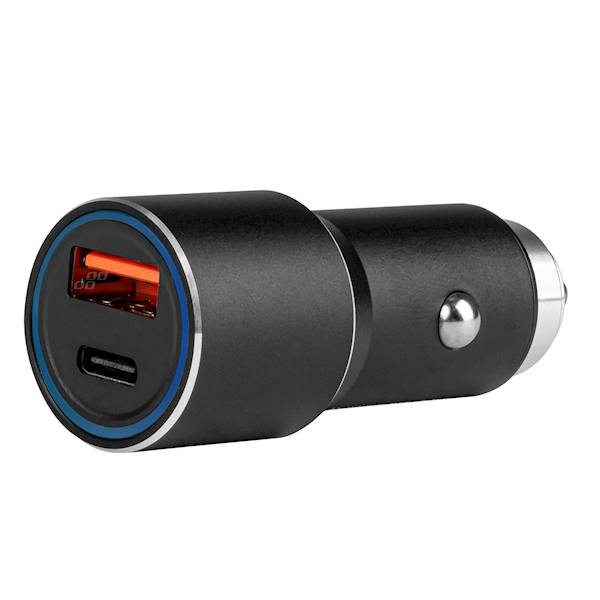Ładowarka samochodowa aluminiowa PCH PRO-08 USB-C+USB 38W 12/24V