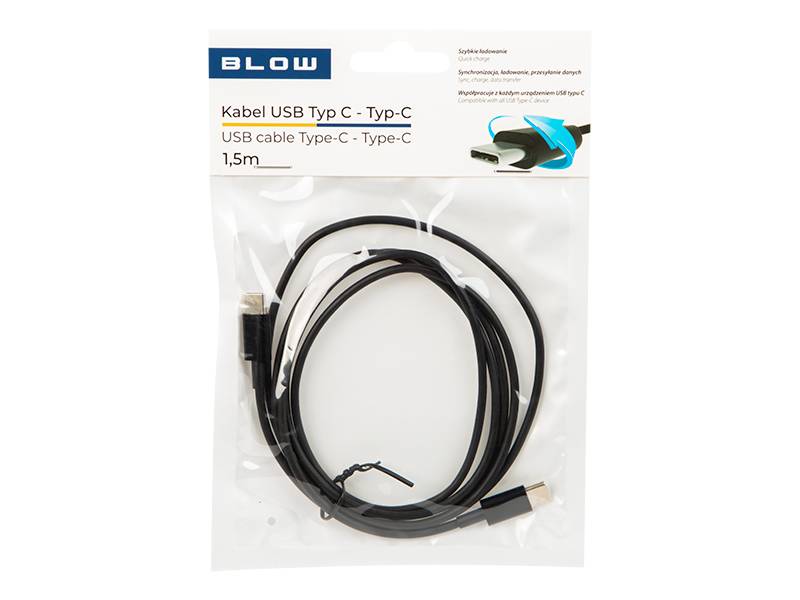 Kabel USB-C - USB-C 2.0 1,5m czarne  