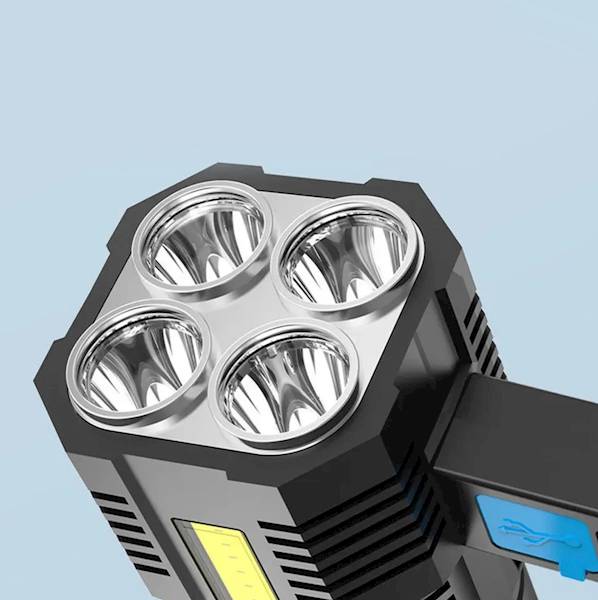 Latarka  LED COB (bok) oraz 4 diodami typu T6