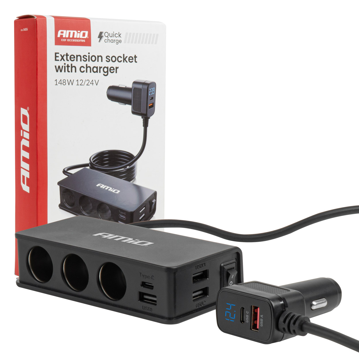 Rozdzielacz 3xUSB-A USB-C QC 3.0 PD 3.0. 148W