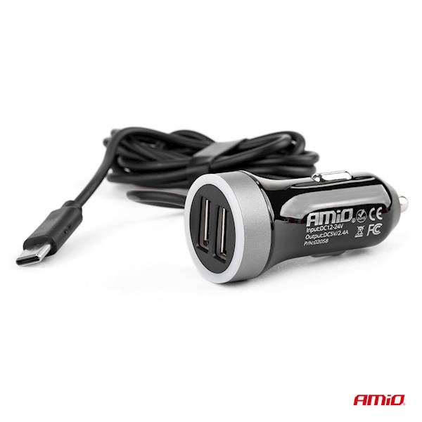 Ładowarka samochodowa / Car charger PCH PRO-03 USB-C+2xUSB 2.4A 12/24V