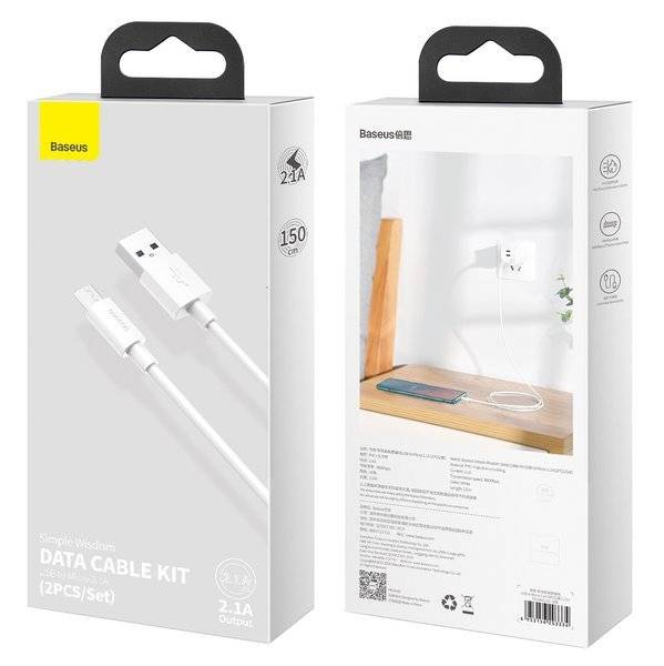 Kabel TZCAMZJ-02 USB - Micro USB Quick Charge 2.1A 1.5m 2szt