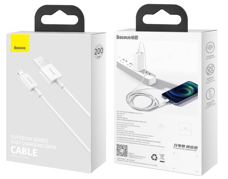 Kabel CALYS-C02 USB - Lightning Baseus  do iPhone iPad 2m 2.4A