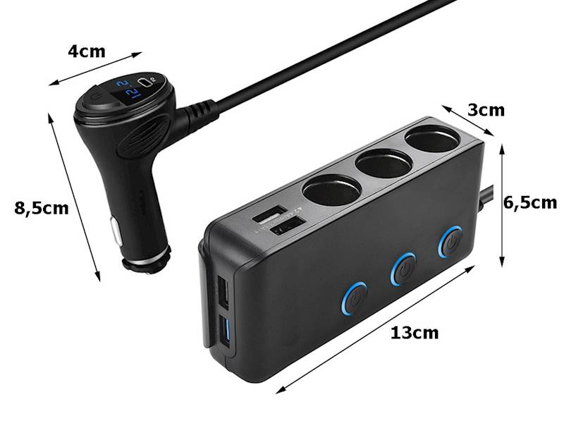 Rozdzielacz gniazda zapalniczki 12-24v 4xusb qc pd
