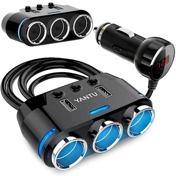 Rozdzielacz gniazda zapalniczki 2x usb ładowarka +voltmetr