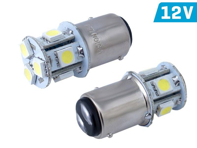 Żarówka VISION P21/5W BAY15d 12V 8x 5050 SMD LED, biała, 1 szt.
