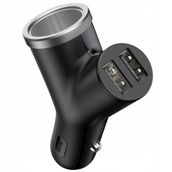 Ładowarka CCALL-YX01  2x USB 3.4A + gniazdo zapalniczki 40W Baseus Y Type | 