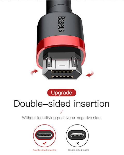 Kabel CAMKLF-B91 USB - Micro USB dwustronny Quick Charge 2.4A 100cm
