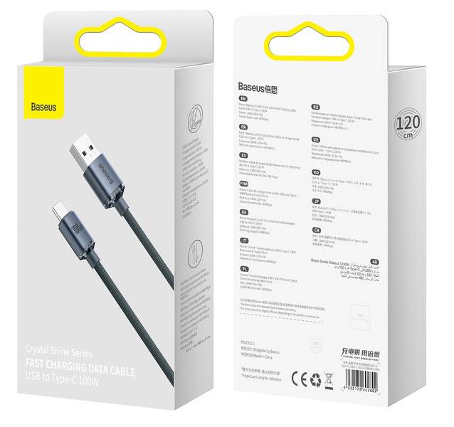 Kabel CAJY000401 USB Type-C 100W 66W 6A do Huawei Honor 50 Pro Baseus Crystal Shine