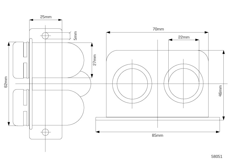 Gniazdo elektryczne podwójne 12V 15A