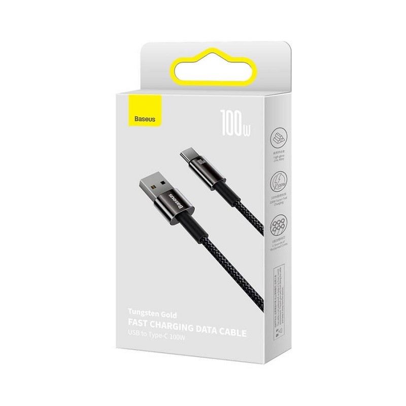 Kabel Tungsten USB - USB-C 1,0m czarny 100W