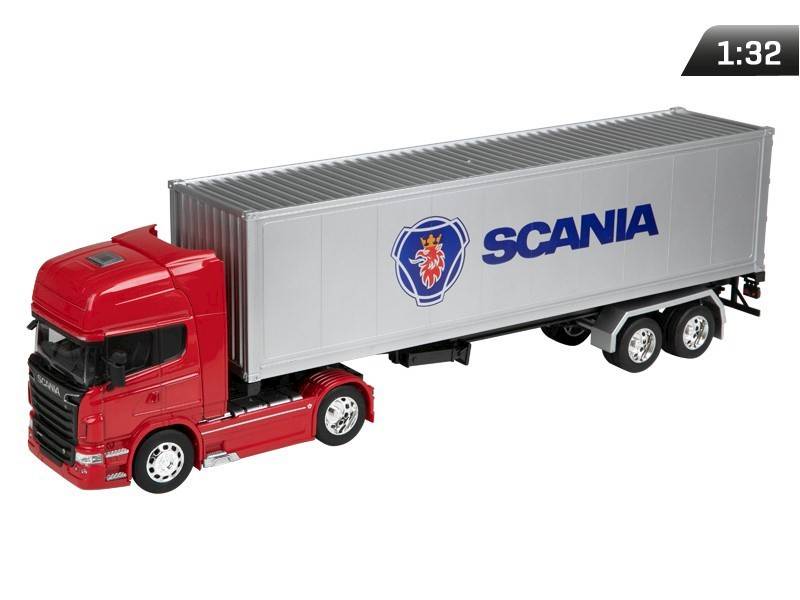 MODEL 1:32, SCANIA V8 R730, CIĄGNIK CZERWONY - NACZEPA SREBRNA