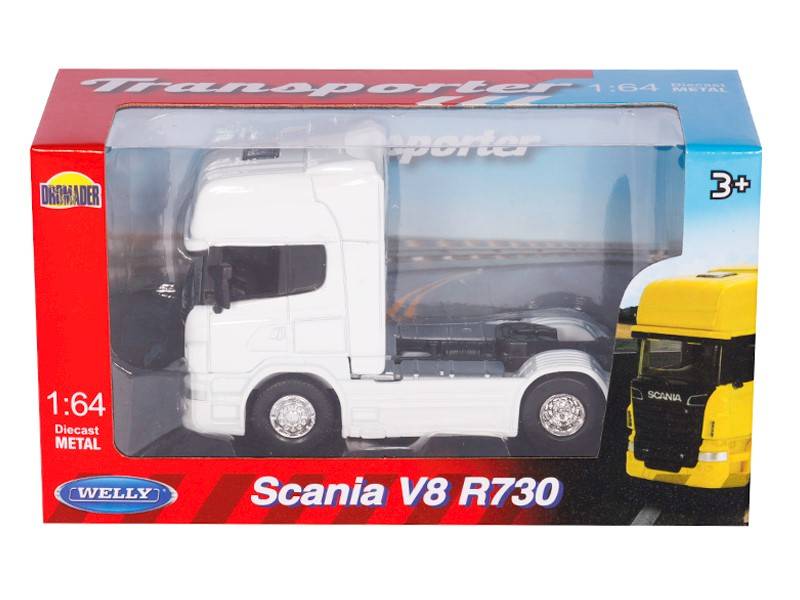 MODEL 1:64, SCANIA V8 R730, CIĄGNIK, BIAŁY