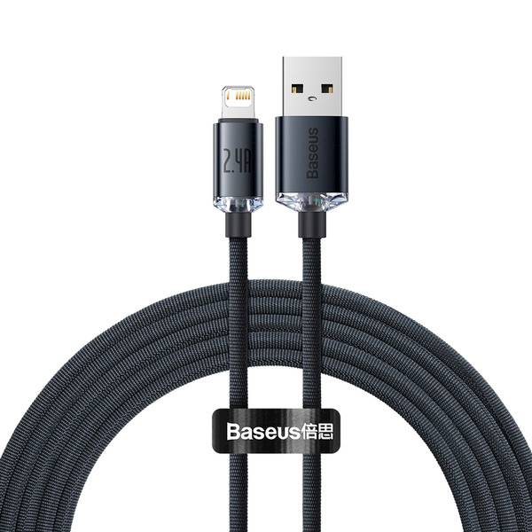 Kabel CAJY000101  USB Lightning do Apple iPhone iPad AirPods 2m 2.4A Baseus Crystal Shine