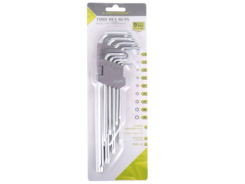 Klucze 230 mm do śrub TORX, T10 - T50, 9 szt.