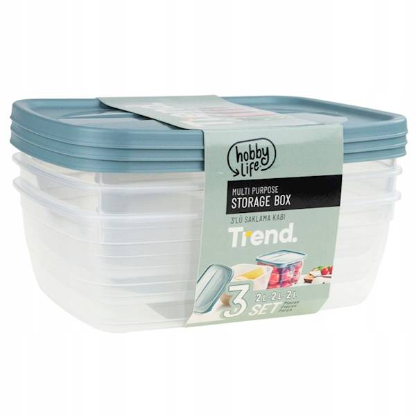 Pojemnik Multi Box prostokątny 2 L lunchbox - Zestaw 3szt.