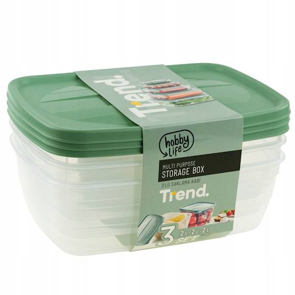 Pojemnik Multi Box prostokątny 2 L lunchbox - Zestaw 3szt.