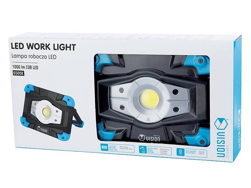 Lampa  10W COB LED, akumulatorowa, 1000 lm, IK08, IP54 + uchwyt magnetyczny