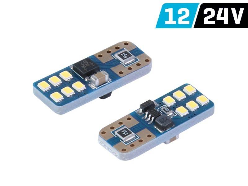 Żarówka VISION W5W (T10) 12/24V 12x 2016 SMD LED, nonpolar, CANBUS, biała, 2 szt.
