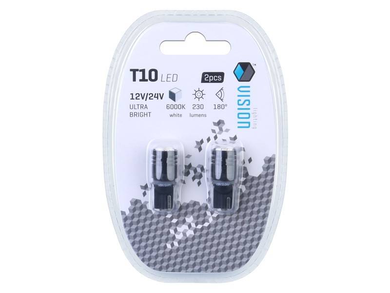 Żarówka VISION W5W (T10) 12/24V 6x 3020 SMD Ultra Bright LED, nonpolar, biała, 2 szt.