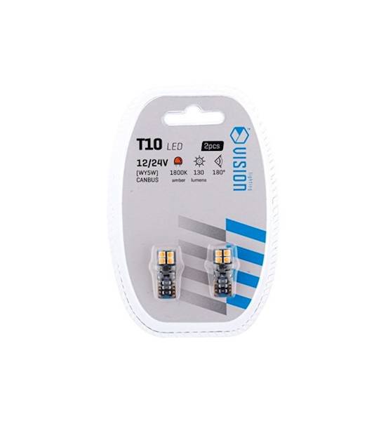 Żarówka VISION WY5W (T10) 12/24V 8x 3030 SMD LED, nonpolar, CANBUS, pomarańczowa, 2 szt.