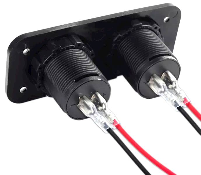 Montażowe gniazdo 2x USB 5V  woltomierz