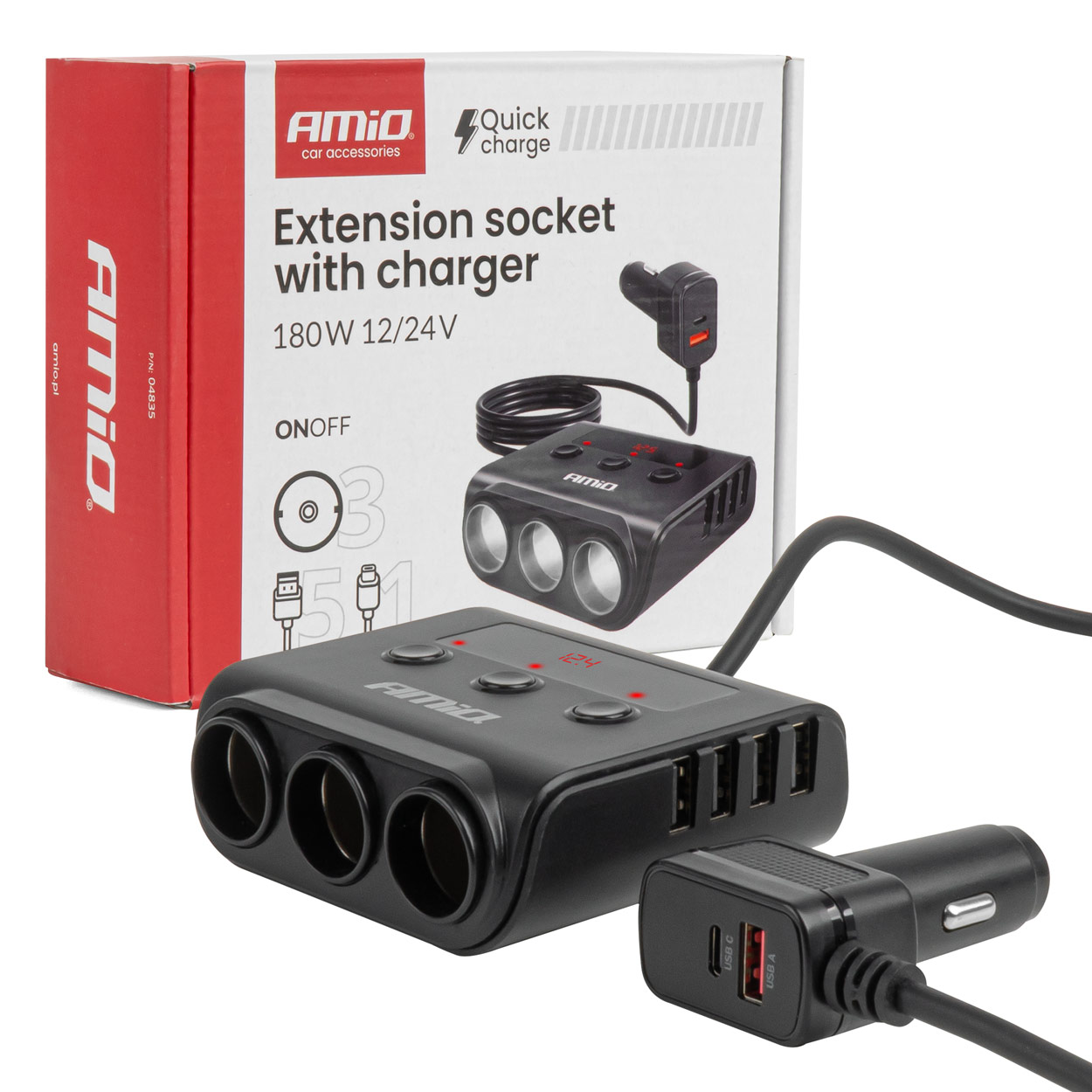 Rozgałęźnik  4xUSB-A QC3.0 PD 3.0 180 W