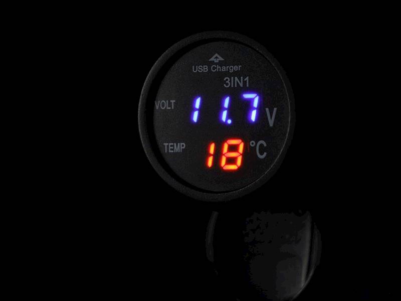 Ładowarka USB 2.1A z woltomierzem i termometrem
